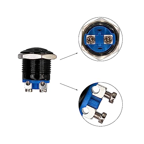 Xnrtop 2Pcs DC6V/12V/36V/125/250V 3A 16mm 5/8" 1NO1NC Stainless Steel Shell with Ring Metal Push Button Switch Momentary Screw Terminal Button with Pack of 2 Switches 16mm (Green)