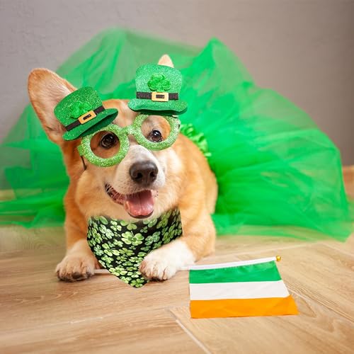 St. Patrick Dog Cat Bandana, Holiday 2 Pack Bandana Irish Rainbow Shamrock Scarfs for Small Medium Large Dogs Cats Pet Puppies