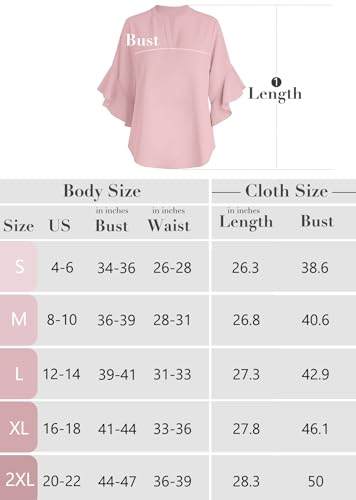 Heymoments Womens Blouses Black Small Ruffle 3/4 Sleeve V Neck Business Professional Dressy Lightweight Elegant Casual Tops Ladies Office Loose Fitting Flowy Cute Shirt