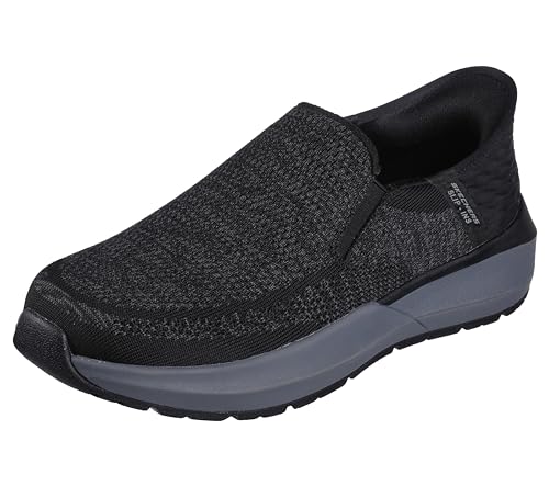 Skechers Men's Neville-Rovelo Slip-in Sneaker, Black, 10 Wide
