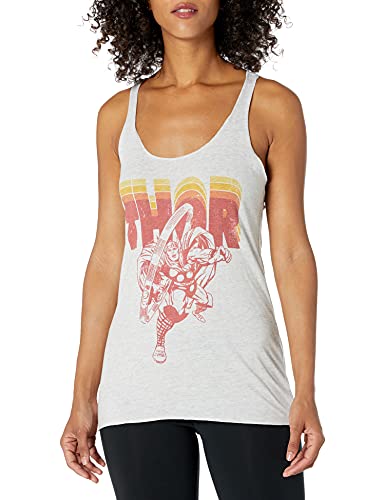 Marvel womens Official Marvel Thor Retro Junior's Racerback Tank Shirt, White Official Marvel Thor Retro Junior's Racerback Tank, X-Small US