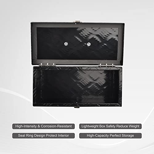 FGJQEFG 33"(L) x 19"(W) x 18"(H) Aluminum Storage Box for Utility Trailers, RV Storage Organizer with Lock & Keys - Black