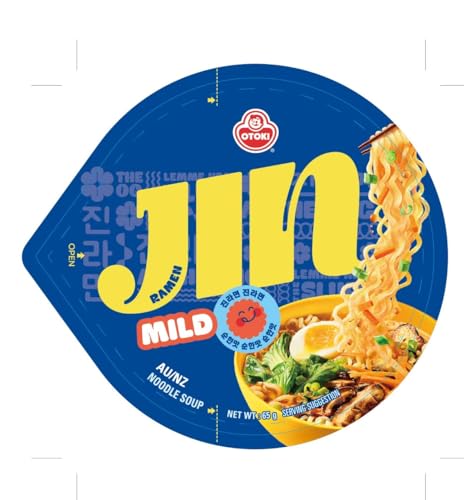 OTOKI Jin Ramen Mild, KOREAN STYLE INSTANT CUP NOODLE, Best Tasting Soup and noodles, Traditional Instant ramen noodles (65g) - 6 Pack