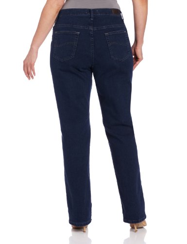 Lee Women's Plus-Size Relaxed Fit Straight Leg Jean, Premium Dark, 30W Medium