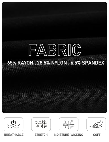 MoFiz Baron Men's Quick Dry Golf Polo Shirts Short Sleeve Henley Shirt Active Athletic Collarless Sport Polo Shirts Black Small