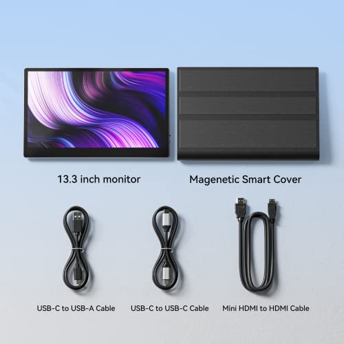 Miktver Portable Monitor, 10.5 Inch FHD 1920x1280 IPS 100% SRGB Small Laptop Monitor for Computer PC Phone Xbox PS4, USB C HDMI Gaming Ultra-Slim IPS Display with Smart Cover