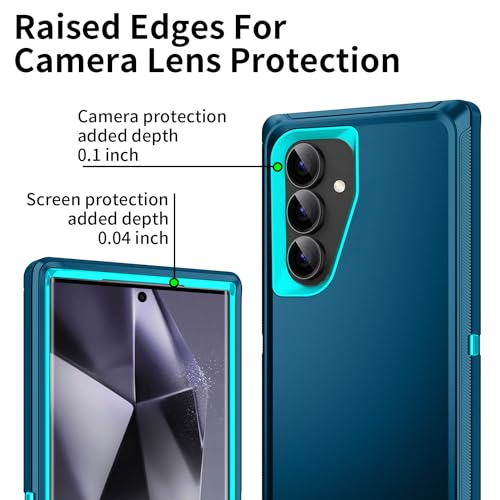 Mieziba for Galaxy S21 5G Case, Heavy Duty Shockproof Dust/Drop Proof 3 Layers Full Body Protection Rugged Cover Case for Galaxy S21 6.2 inch,Turquoise