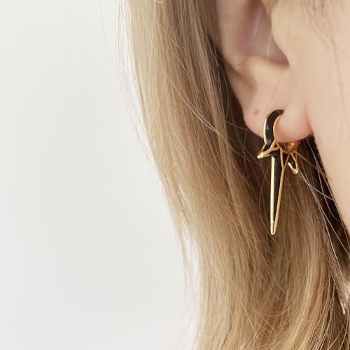 Obidos 14K Gold Plated Triple Spike Hoop Earrings Gold Huggie Small Hoop Earrings for Women Boho Simple Hypoallergenic Earrings