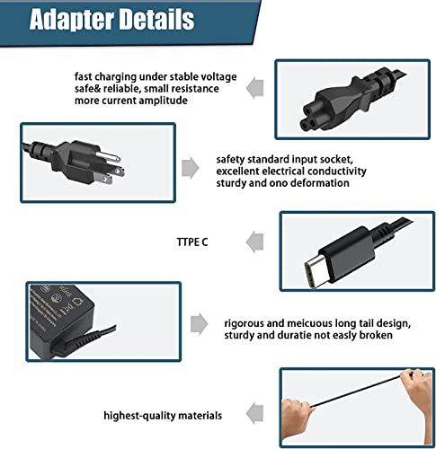 45W USB-C Laptop Charger for Chromebook Hp Dell Acer Asus Lenovo Samsung Laptop USB-C Adapter Power Cable More Device Type C Fast Charging