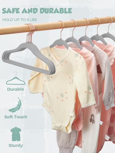 Smartor Premium Baby Hangers Velvet for Closet 50 Pack Black,11.8" Durable Kids Felt Hangers Non Slip for Toddler, Baby Clothes Hangers with 6 Pcs Closet Dividers for Infant/Childrens for Nursery