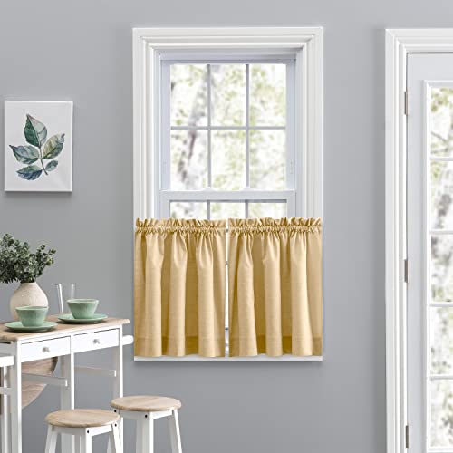 Ellis Curtain Lisa Solid 56" x 24" Tailored Tier, Butter
