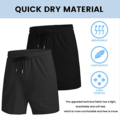 COOFANDY Men's 2 Pack Gym Workout Shorts Quick Dry Bodybuilding Weightlifting Pants Training Running Jogger with Pockets (Light Khaki/Grey, Small)