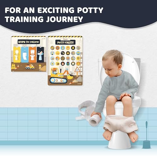 jackinthebox Construction Potty Training Sticker Charts for Toddler Boys & Girls, 100+ Glitter Stickers, 320+ Printed Stickers, Achievement Certificate, Potty Training Kids Reward Chart