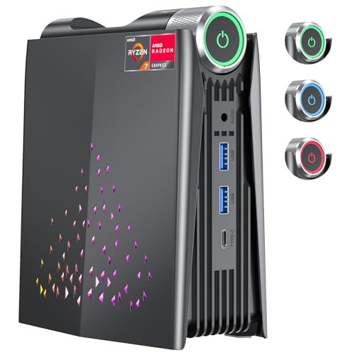 ACEMAGICIAN Mini Gaming PC,AMD Ryzen 7 5700U Mini PC 16GB DDR4 512GB SSD, Mini Gaming Computers Micro Desktop PC Support RGB Lights/4K Triple Display/WiFi6/BT5.2/3 Adjustable Mode PC