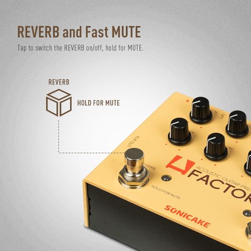 SONICAKE Acoustic Guitar Effects Pedal with Analog Preamp and Digital Reverb Acoustic Instruments with XLR Output - A Factory