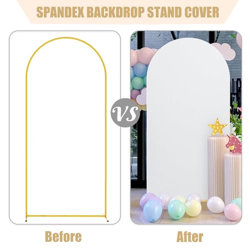 Arch Backdrop Cover, 3.3x6.6FT Chiara Backdrop Stand Covers, 2-Sided Wedding Arch Cover, Spandex Fitted Arch Backdrop Stand Cover for Wedding Birthday Party Decoration (Beige, 6.6 FT)