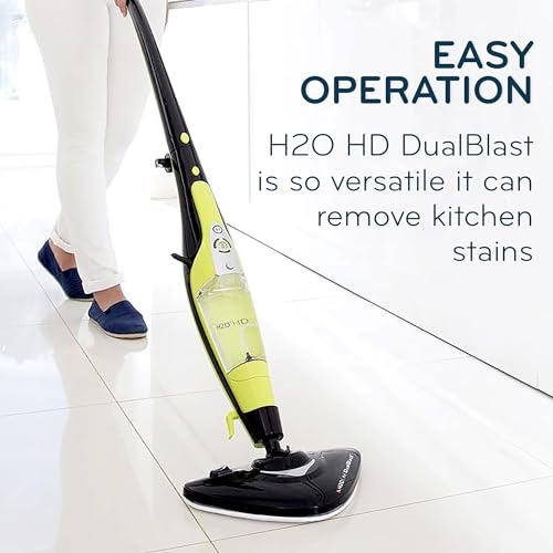 H2O HD Dual Buff Steam Mop, 8 in 1 Handheld Steam Cleaner For Kitchen Tile Floors, Hardwood Floors, Grout Cleaner, Upholstery Cleaner and Carpets, 2 washable scrub pads, 8 cleaning accessories