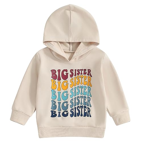 Canis Big Sister Sweatshirt Toddler Baby Little Girls Long Sleeve Pullover Hoodie Top Sibling Reveal Announcement(Pink,1-2T)