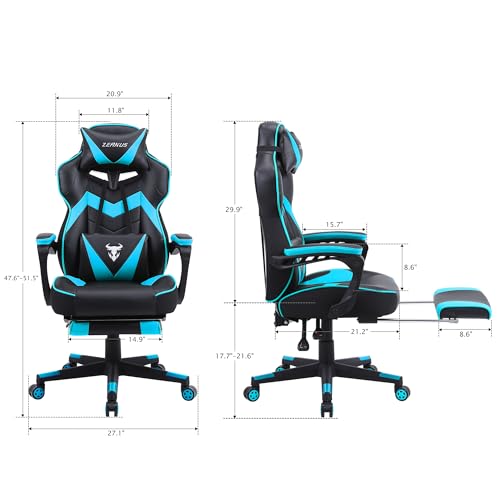 Zeanus Gaming Chairs for Adults,Recliner Computer Chair with Footrest,Massage Gaming Chair,High Back Gaming Desk Chair,Ergonomic Gaming Computer Chair,Office Gamer Chair Recliner,Racing Gaming Chair,Black