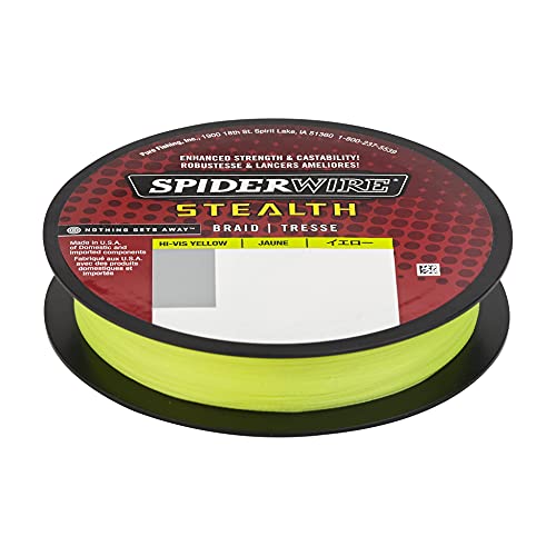SpiderWire Stealth 8lb Braid + Trilene 100% Fluorocarbon Dual Spool, Hi-Vis Yellow/Clear, Superline Mono Equiv: 2lb