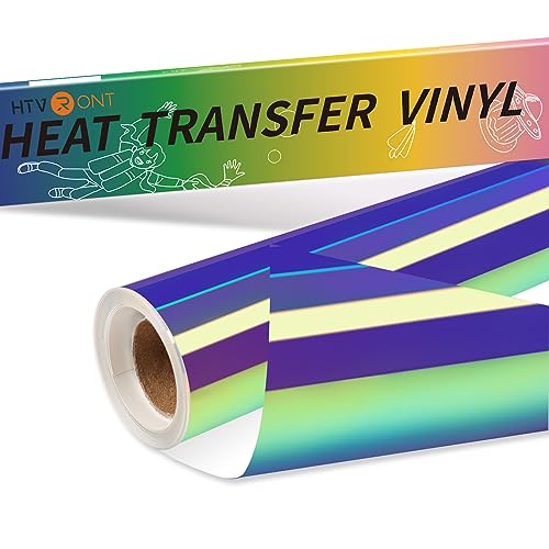 HTVRONT Holographic Heat Transfer Vinyl- 12" x 6ft Holographic HTV for Shirts, Hats, Holographic Iron on Vinyl for All Cutting Machines, Matellic Sheen, Easy to Cut & Weed (Blue-Purple)