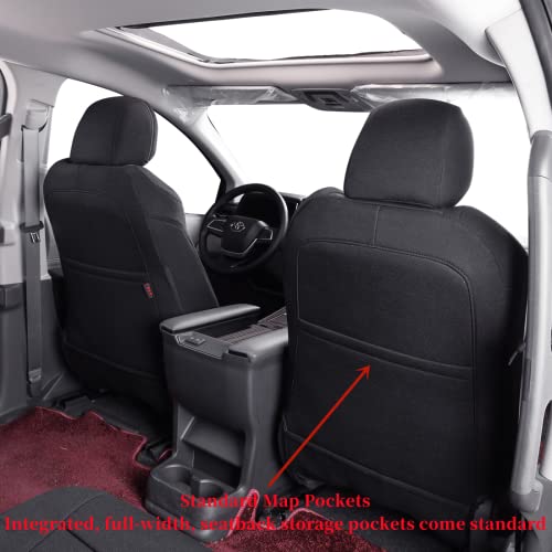 coverdream Sienna Car Seat Covers Custom Fit for 2011-2020 Toyota Sienna XLE,Limited,Limited Premium,7-Seater,2nd Row Captain Seats w/Foot Rest,Full Coverage Polyester Seat Protector (Full Set,Black)
