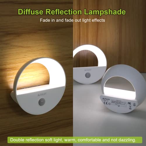 AURAXY Rechargeable Motion Sensor Night Light, Battery Night Lights LED Cool White Magnetic Stick-on Motion Sensored Hallway Light, with Dusk to Dawn Sensor for Stair, Wall, Bedroom, Bathroom(1 Pack)