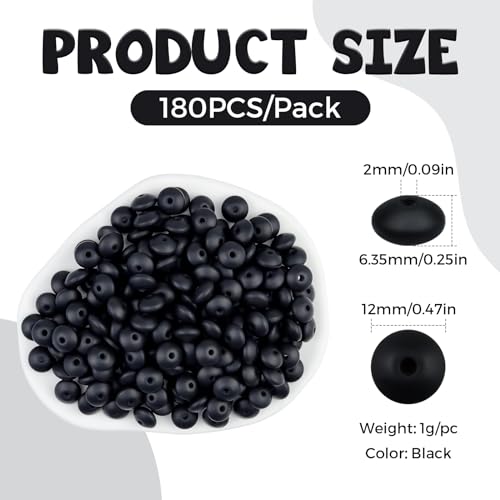 180Pcs FIVEIZERO Silicone Lentil Beads Bulk, 12mm Silicone Abacus Focal Beads Silicone Beads Bulk Colorful DIY Loose Beads for Bracelet Necklace Crafts Pen Making(Lavender)