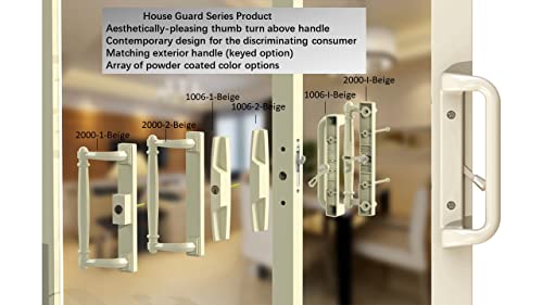 House Guard Black Patio Door Handle Set with Mortise Lock,Suitable for Replacement Sliding Doors Lock 3-15/16”Screw Hole Spacing.Choices That Add a Unique to Your Patio Glass Sliding Door.