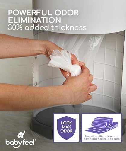 Babyfeel Refills Compatible with DEKOR PLUS Diaper Pails | 4 Pack | Exclusive 30% Extra Thickness | Diaper Pail Refills with Powerful Odor Elimination | Fresh Powder Scent | Holds up to 2320 Diapers
