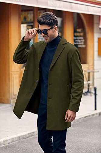 Gafeng Men's Trench Coat Slim Fit Notch Lapel Single Breasted Top Coat Winter Warm Casual Business Long Jacket Overcoat