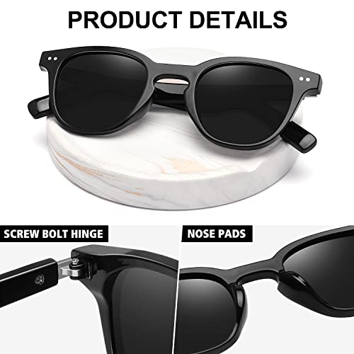 MEETSUN Vintage Round Polarized Sunglasses for Women Classic Small Retro Shades UV400 Protection Clear Frame-Pink Mirror Lens