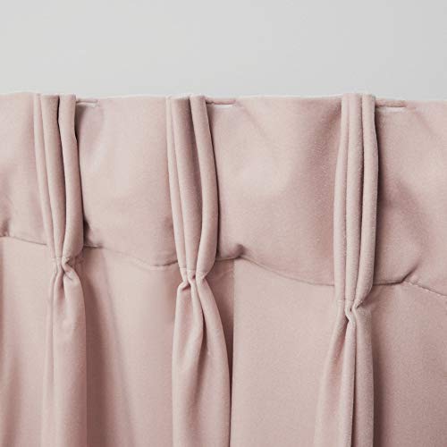 TOWN & COUNTRY LUXE Velour Solid Heavyweight Indoor Curtains, Light Filtering Opacity, Triple Pinch Pleat Top, Plush Velvet, 2-Pack Set, 63", Blush