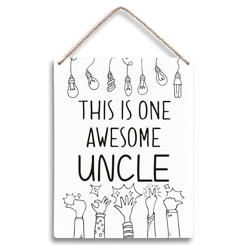 FUGWN This is One Awesome Uncle Wooden Signs 8x10, Uncle Gifts, Best Uncle Gifts, Uncle Uncles Gifts Gift from Niece Nephew, Gifts for Uncle Home Room Wall Decor