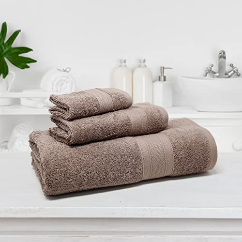 TRIDENT Soft & Plush Luxury Towel Set, 100% Cotton, 1 Bath Towel, 1 Hand Towel, 1 Washcloth, Highly Absorbent Towels for Bathroom, 3 Pieces snowclad White Towel Sets