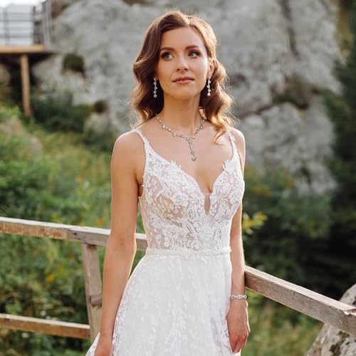 Dcfywl731 Silver Bridal Wedding Jewelry Set Rhinestone Necklace Earrings Bracelet Sets Prom Jewelry Sets Formal Costume Jewelry Accessories for Women and Brides