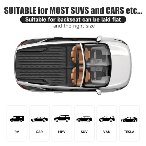 DikaSun Inflatable SUV Air Mattress Bed Car Mattress for SUV, Double-Sided Flocking Travel Camping Bed Car Air Mattress, Car Sleeping Mattress Bed for Universal SUV with Car Air Pump 2 Pillows