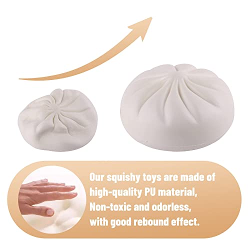 Anboor 5.5 Inches Dumplings Squishies Toys, Jumbo Slow Rising Kawaii Squeeze Dough Ball Sweet Scented Steamed Bun Squishies,White