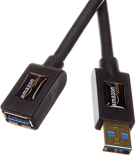 Amazon Basics 2-Pack USB-A 3.0 Extension Cable, 4.8Gbps High-Speed, Male to Female Gold-Plated Connectors, 3 Foot, Black