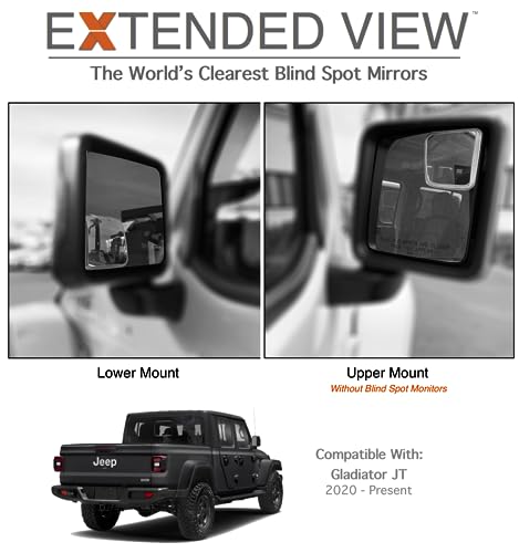 Custom Blind Spot Mirrors- Compatible with 2020-Present Jeep Gladiator | blind spot mirrors compatible with Jeep Gladiator JT| NXTGEN Extended View Blind Spot Mirrors - 2 Piece Set (Left & Right)