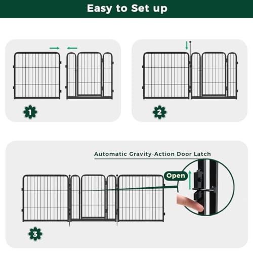 FXW Decorative Garden Fence Panels, Dog Fence for The Yard, Heavy Duty Metal, 32inch High 54ft Long in Total, Black