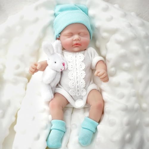 Mire & Mire 7 inch Full Body Silicone Baby Dolls That Look Real,Not Vinyl Dolls,Real Platinum Doll Bald,Soft Lifelike Newborn - Boy(C)