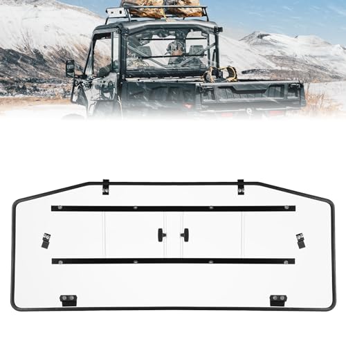 KEMIMOTO UTV Rear Windshield, Back Wind Screen Back Window with Sliding Panel Compatible with Can-Am Defender HD 5/ 8 /10 / MAX 2016 2017 2018 2019 2020 2021 2022 2023 2024
