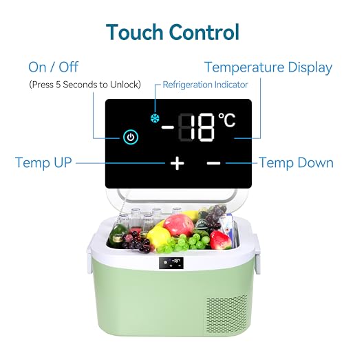 Megiu 12 Volt Refrigerator Portable Car Freezer 13.5 Quart (12.8 Liter) Compressor Cooler 12V/24V DC 110~240 Volt AC for Truck Van RV Camper SUV Boat Travel Camping Road Trips Tailgating -18℃~+15℃