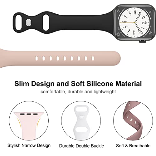 DYKEISS Sport Slim Silicone Bands Compatible for Apple Watch Band 38mm 42mm 40mm 44mm 41mm 45mm 49mm, Thin Soft Narrow Replacement Strap Wristband for iWatch Series 9/8/7/SE/6/5/4/3/2/1/Ultra Women