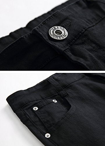Qazel Vorrlon Men's Blue Skinny Ripped Jeans for Men Stretch Washed Slim Fit Pencil Denim Pants Blue, Size 40