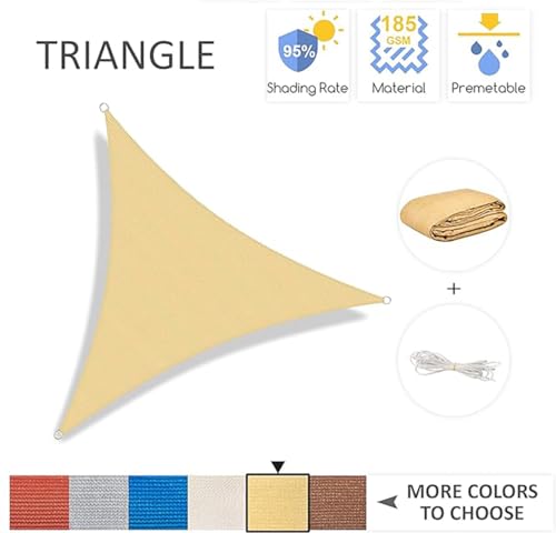Garden EXPERT 20'x20'x20' Sun Shade Sail Sand Large Triangle Canopy Sail Shade Cloth for Patio Garden Outdoor Backyard