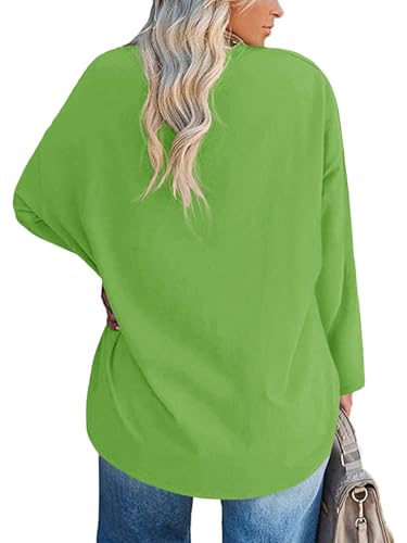 Women's Plus Size Tops Long Sleeve Crew Neck Oversized T Shirts Loose Casual Tunics Purple