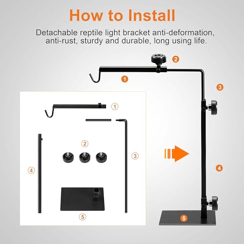 Simple Deluxe 2 Pack Reptile Lamp Fixture Dome Light Dual Deep Cap Combo Integration Heat-Lighting Lamp Double Sockets Bulbs Holder with Independent Switches, for Amphibians Terrarium, Turtle Tank