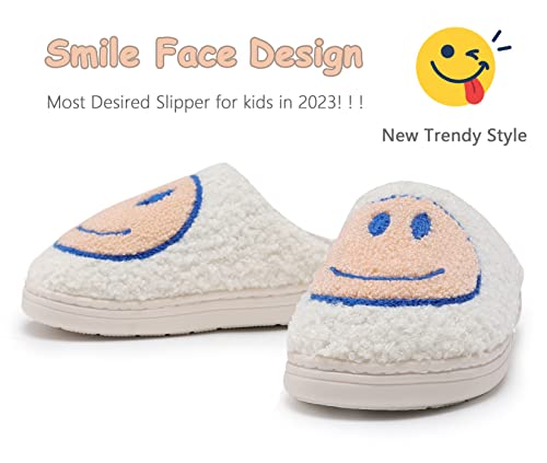 V-CEN Smile Face Kids Slippers - Soft Plush Warm Slipper Anti-Slip Winter Fluffy House Shoes - Soft Memory Foam Comfort Cotton Indoor and Outdoor